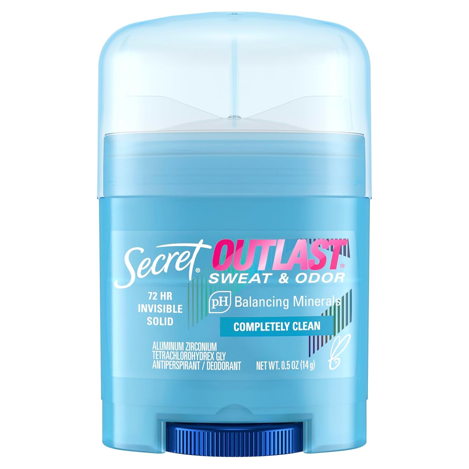Outlast Antiperspirant Deodorant for Women, 72Hr Sweat & Odor Protection, PH Balancing Minerals, Invisible Solid, Completely Clean Scent, Travel Size, 0.5 Oz