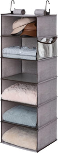 6-Shelf Hanging Closet Organizer, Adjustable Length Hanging Shelves for Closet, Fabric, Gray, 12 ¼" D X 13 ½" W X 47 ½" H
