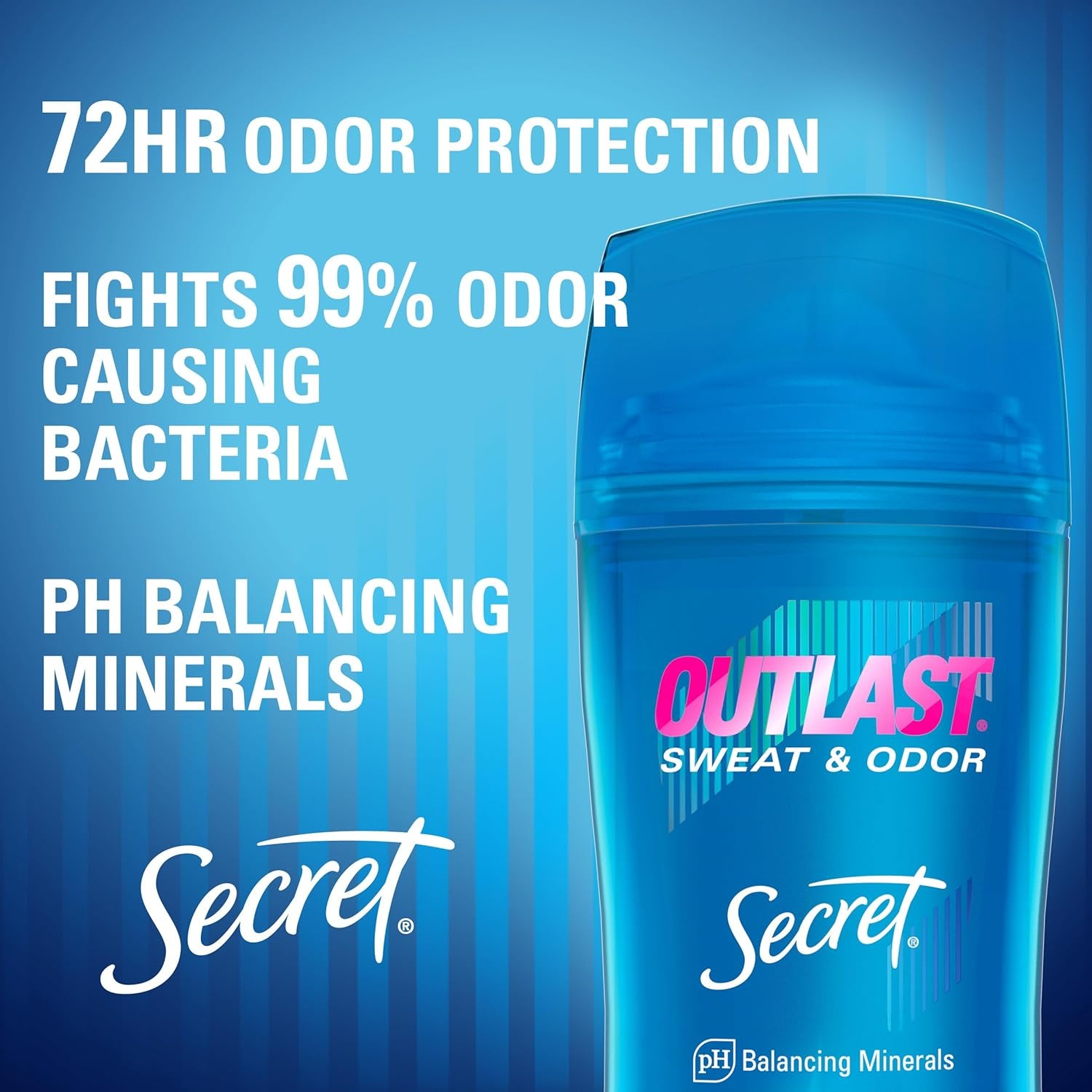 Outlast Antiperspirant Deodorant for Women, 72Hr Sweat & Odor Protection, PH Balancing Minerals, Invisible Solid, Completely Clean Scent, Travel Size, 0.5 Oz